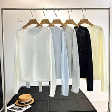 UC&ZA外贸女装2025夏季新款法式圆领花边拼接薄款外搭针织开衫