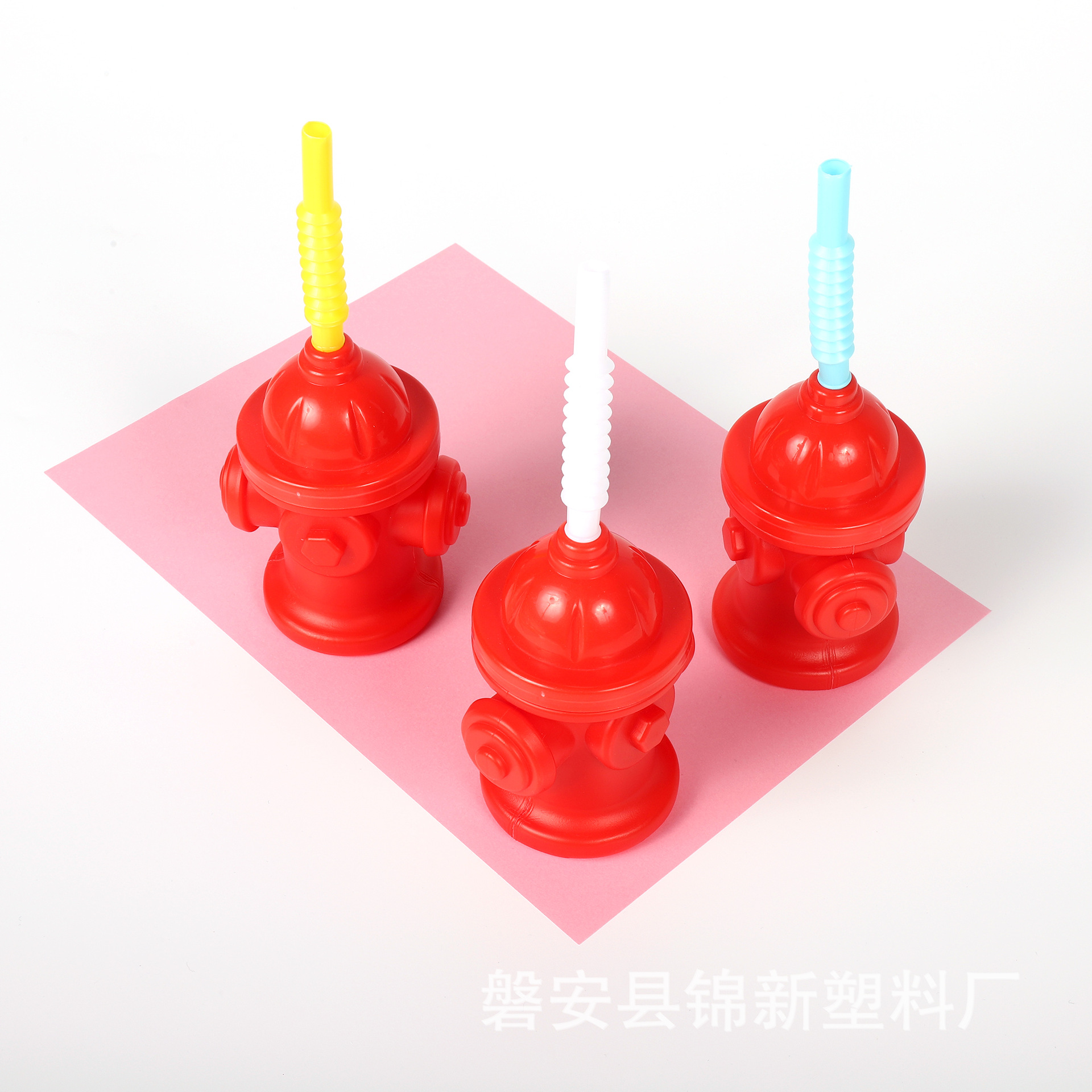 (2개) 새로운 인터넷 레드 창조적 인 플라스틱 소화전 컵 과일 주스 우유 차 음료 컵 외국인 크리 에이 티브 컵