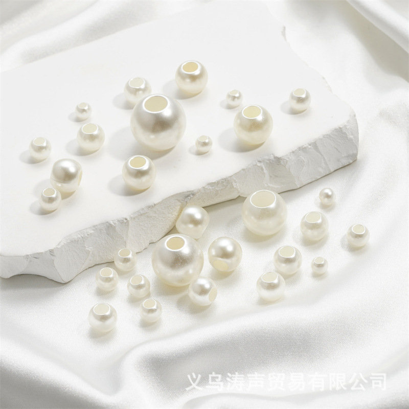 DIY jewelry accessories creamy-white large hole pearl handmade beaded mobile phone chain material bracelet loose beads wholesale DIY jewelry accessories creamy-white large hole pearl handmade beaded mobile phone chain material bracelet loose beads wholesale