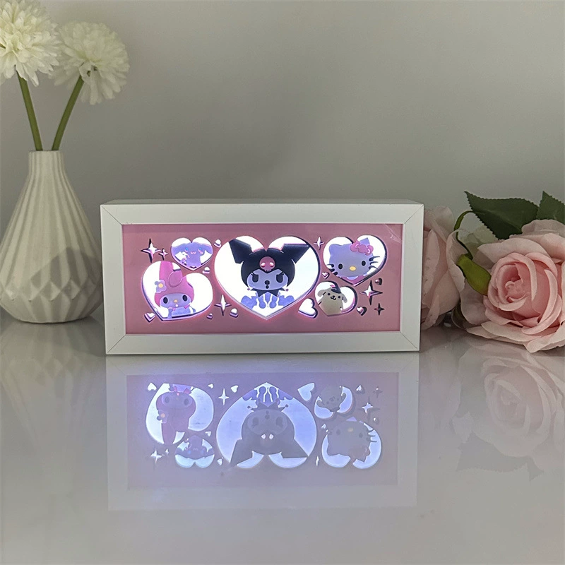 Лампочка резной рисунок бумажная Sanli Okulomi Kitty Kitty Cat Meliti Большие уши собака аниме периферийное светодиодное световое фото кадр