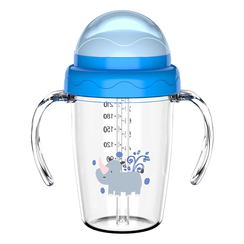 Taza de agua para bebés de dibujos animados, taza de bebés a prueba de fugas, taza de agua a prueba de fugas con mango, taza de bebida directa al por mayor