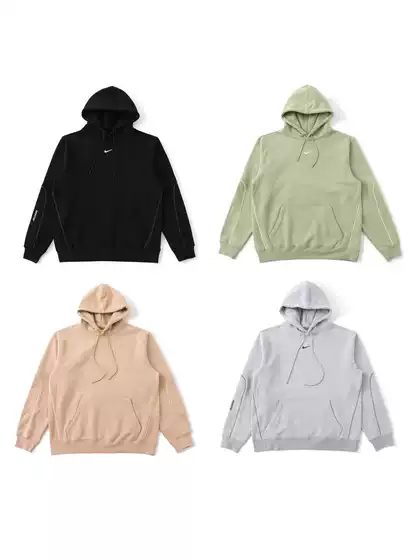 Autumn Overseas Best-selling NK x NOC Men's Hoodie, Reflective Hook Print Drawstring Loose-Fit Oversized Pullover