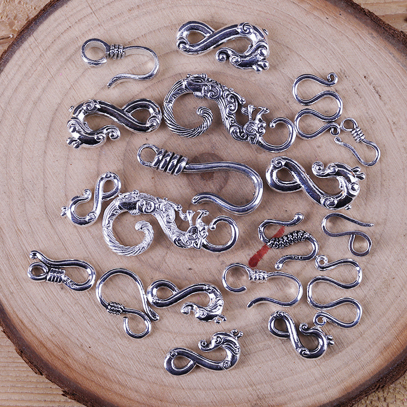 Xizang Silver Alloy Cologne Pendant Lobster Clasp Cultural Play DIY Xizang Style National Style Lobster Clasp Beaded Bracelet Necklace Hanging Buckle