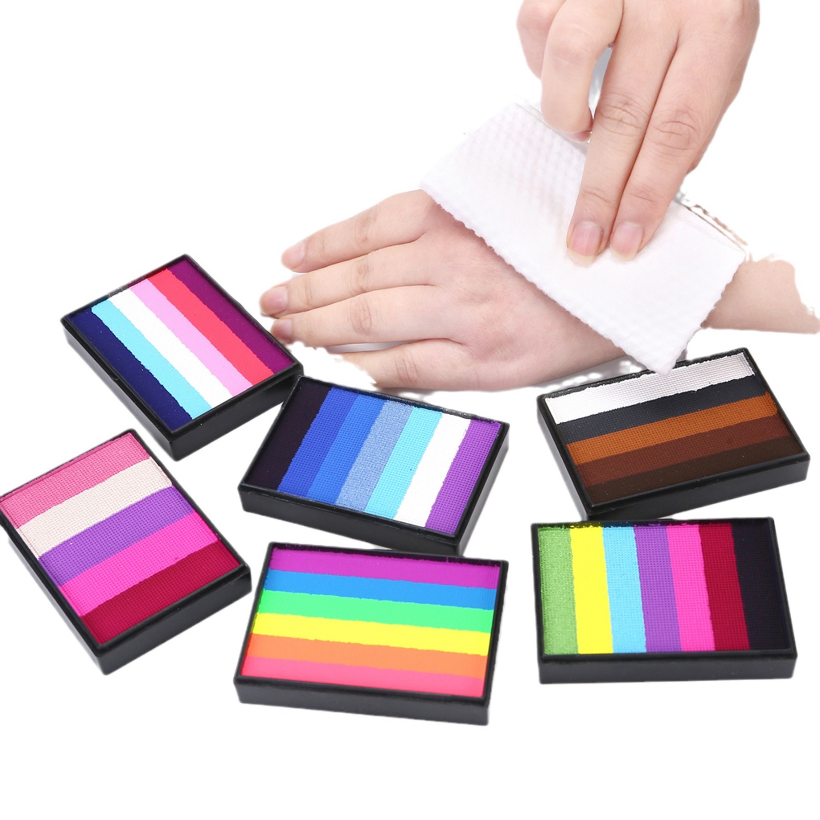 50g 6 colores a juego Arco Iris tira cara pintura a base de agua color a juego pigmento lavable cuerpo Arco Iris Cara color cubierta