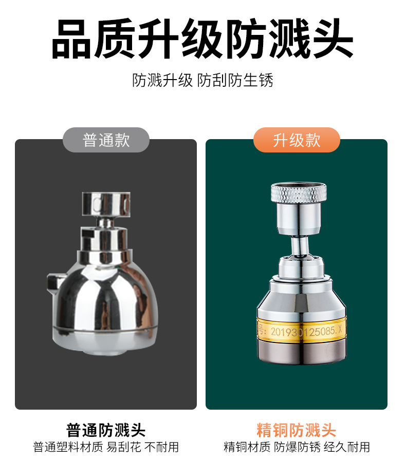 Wholesale of anti-splash water precision copper for faucets, universal extension tubes, kitchen extension shower heads, aerators, pressure-increasing and filtering water nozzles Specification drawing