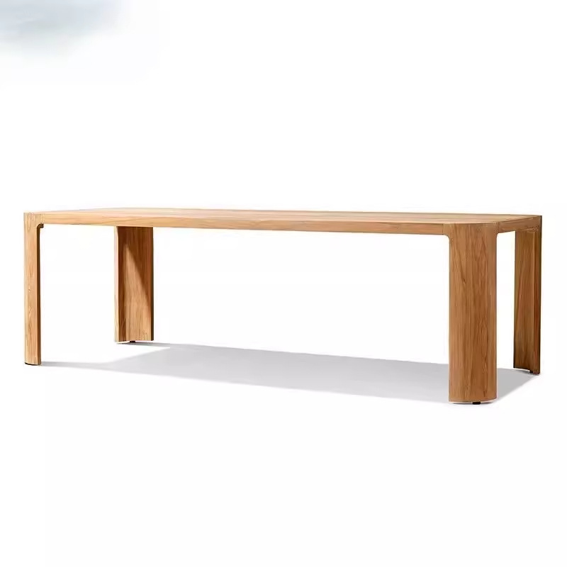 Mesa y silla de madera maciza al aire libre patio hotel impermeable al aire libre protección solar alojamiento residencial de madera mesa y silla de comedor muebles de exportación