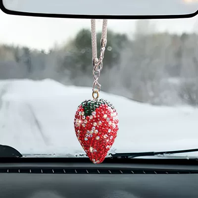 rhinestone pendants, car decoration | Car hanging - big-red-strawberry