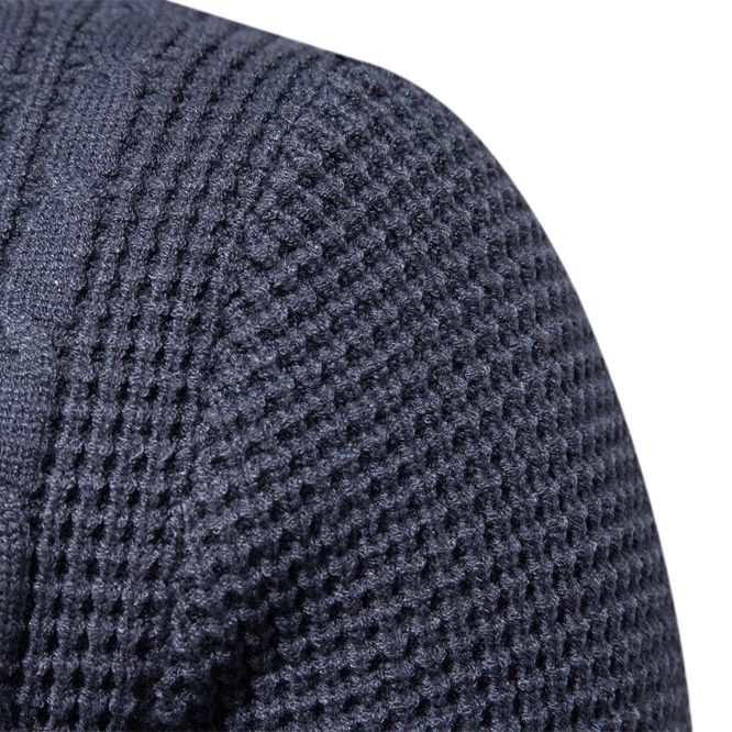 2023 Autumn/Winter New Business Men's Sweater Waffle Solid Color Knitwear High Quality Bottom Shirt Casual Men's Top_voghion.com