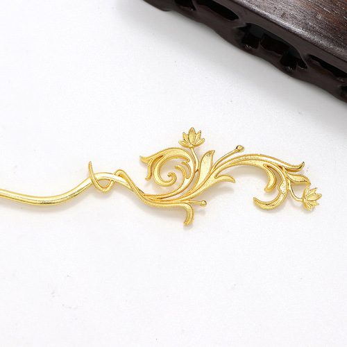 Hairpin antique gold-plated retro palace hair accessories hairpin hairpin step rocking cloud hairpin Hanfu Hanfu light luxury ethnic style
