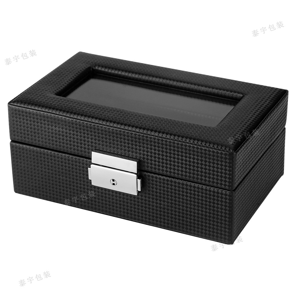 Fabricante en stock nuevo 3-bit de fibra de carbono Negro Reloj de almacenamiento caja de presentación 3 caja de reloj