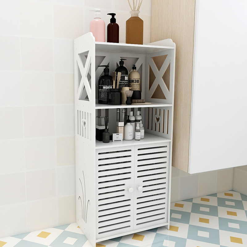 Bathroom storage shelf floor-standing multi-layer vanity side cabinet toilet side storage unit organizer