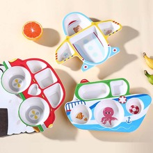 五和儿童创意餐盘小汽车分格盘家用小孩吃饭盘飞机造型幼儿园餐具