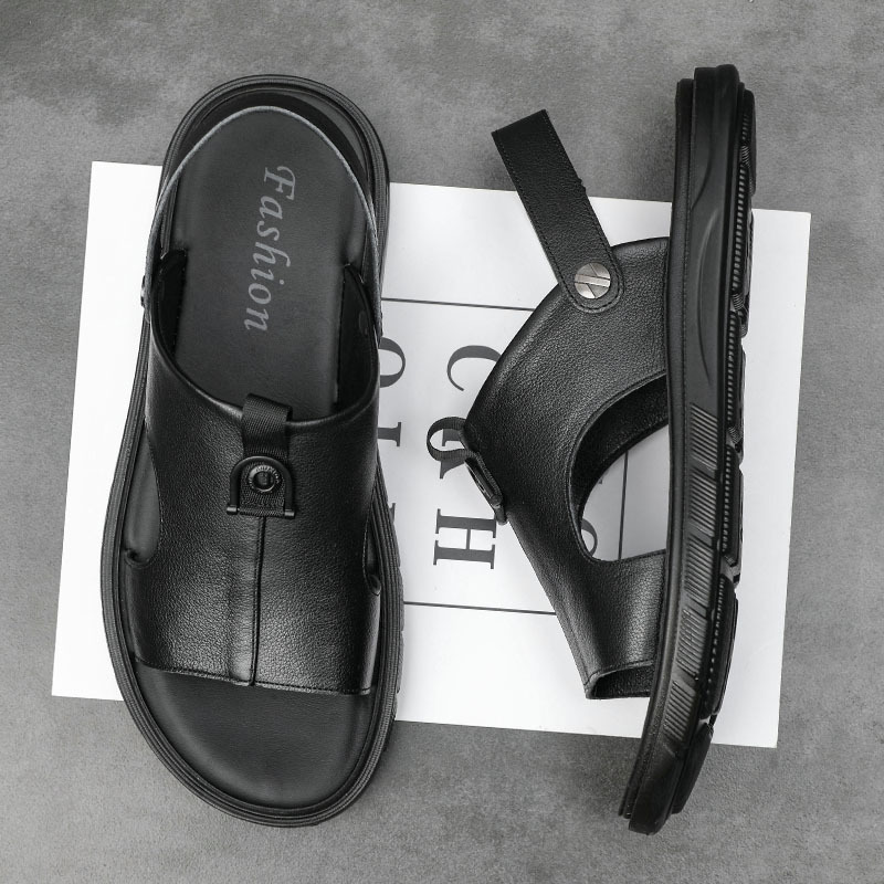 2021 verano nueva capa superior de piel de vaca sandalias de hombre moda casual zapatos de playa cuero genuino zapatillas europeas zapatos de hombre moda