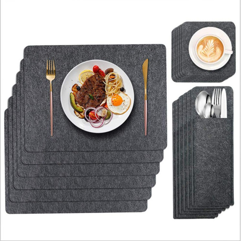 Cross border Amazon felt Western pad Coaster Knife and fork 8 Set of parts clean table Insulation pad One piece On behalf of