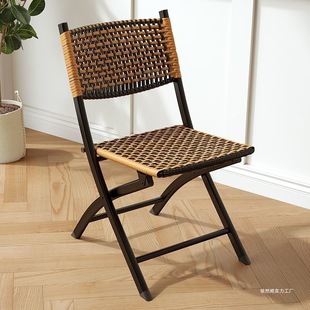 Balcony Folding Chair Home Lazy Casual Rattan Backrest Small Chair Single Person Outdoor Mazar Stool Table and Chair Combination