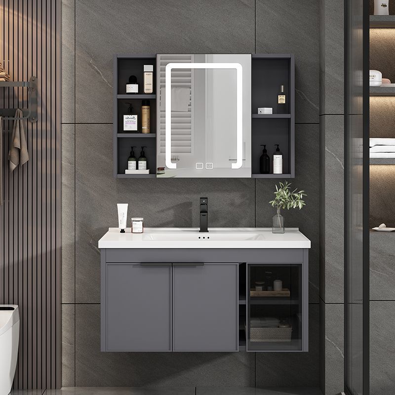 Espacio gris gabinete de baño de aluminio inodoro lavabo de cerámica integral lavabo lavabo lavabo tablero de roca de cerámica