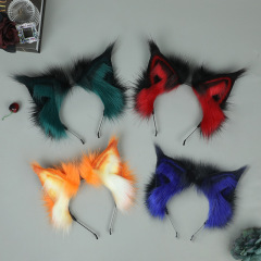 手作り模造獣耳飾りかわいいぬいぐるみ展コスプレ山猫耳髪飾り道具アクセサリーヘアバンド