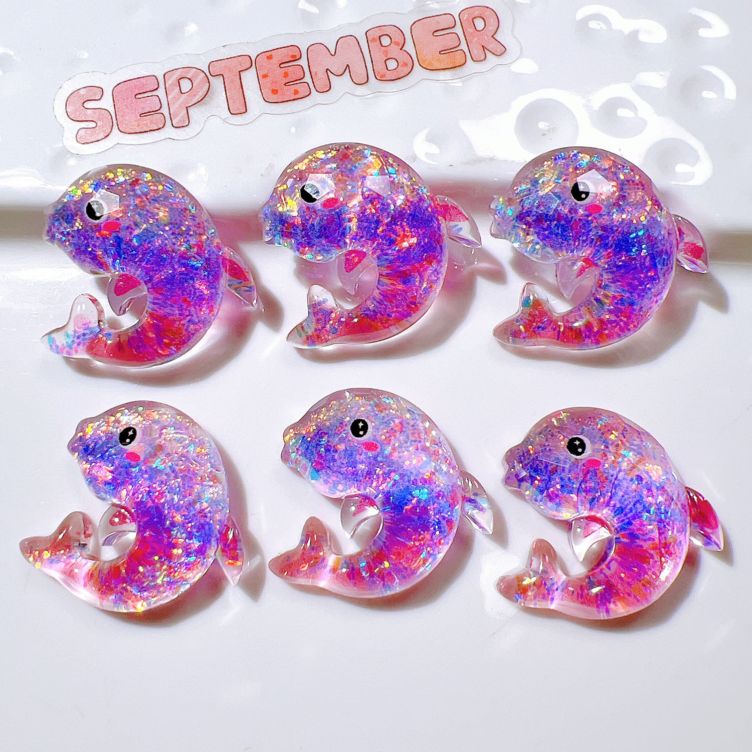 樹脂部品卸売り手作りアクセサリーdiy靴花子供頭飾り玩具セットabゴムグラデーション色イルカ