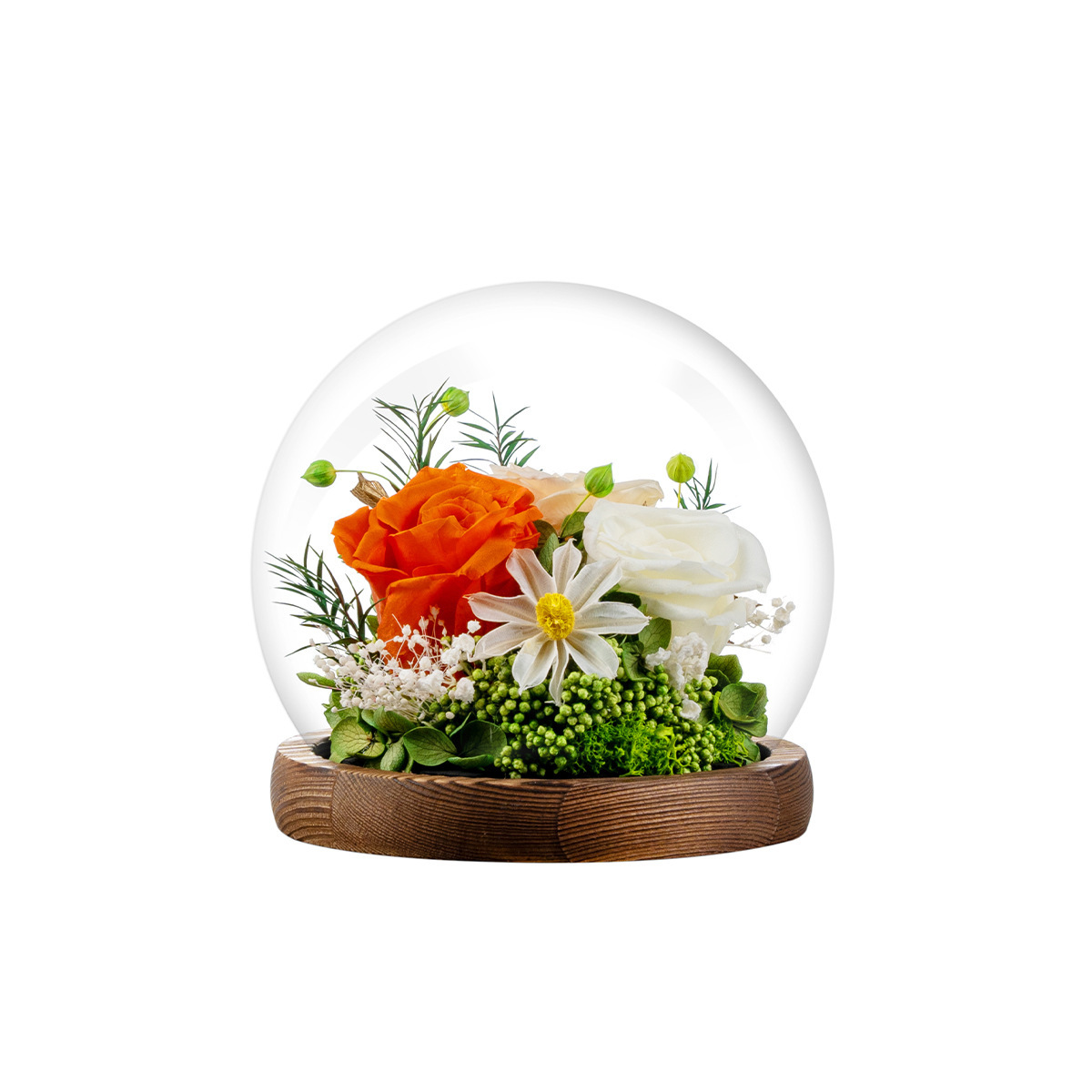 Flor inmortal cubierta de vidrio esférica rosa bola de cristal día del maestro regalo creativo personalizado adornos de flores inmortales