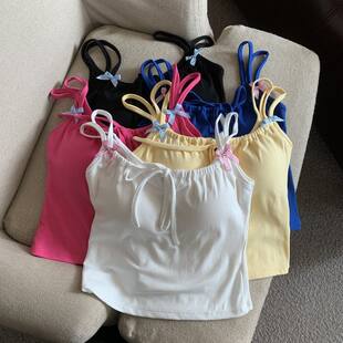 Fitted top with cups, cute design underwear as outerwear, summer T-shirt sleevless, trend of season