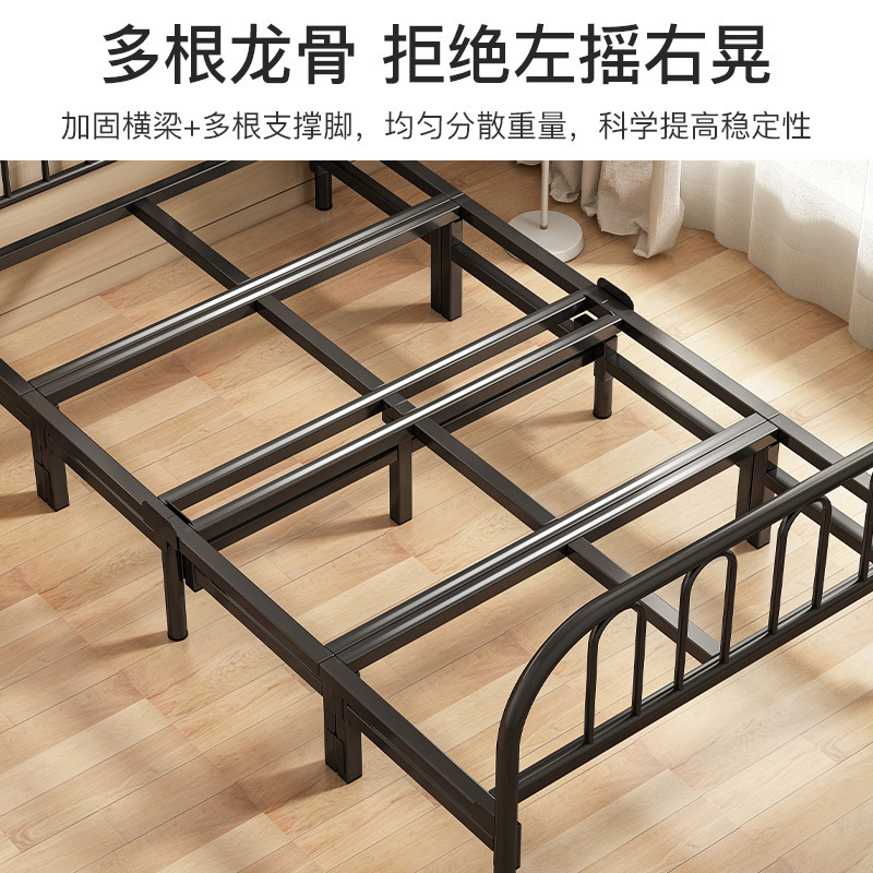 Cama plegable solo hogar madera maciza cama simple alquiler habitación doble cama de hierro reforzado siesta para adultos 1,2 m cama pequeña