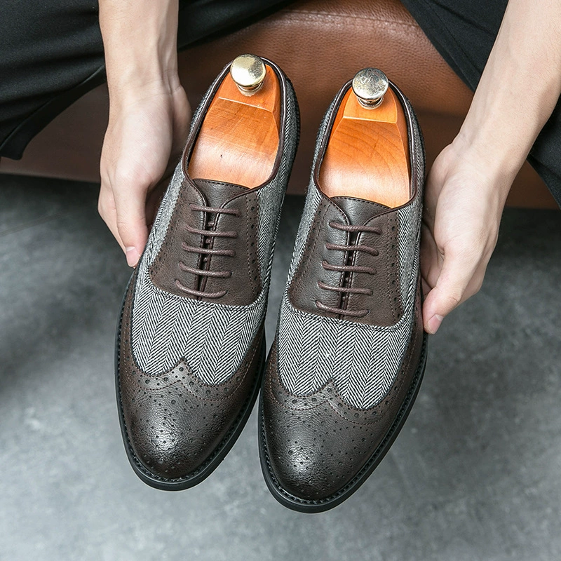 Amazon повседневные британские мужские туфли ретро свадебные туфли бизнес-брок резные цветные туфли на шнуровке мужские кожаные туфли большого размера