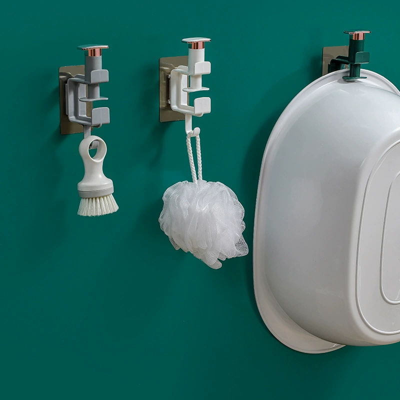 Drilling-free bathroom pedestal rack with strong adhesive film, multifunction washbasin hook, lightweight luxurious style bathroom shelf