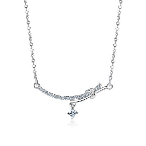 Titanium steel new style fashionable knot embedded diamond necklace for women design model, popular versatile pendant jewelry high-end personalized necklace