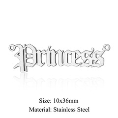 5個/包英文字母文字鈦鋼吊墜公主女王天使不鏽鋼DIY項鍊連接配件
