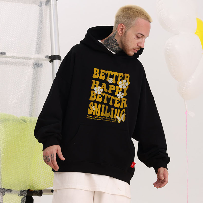 Herrenbekleidung Kapuzenpullover schwerer Daisy-Pullover Gewicht 400G leichter Samt plus Samt Paar Stil locker B2036K_voghion.com