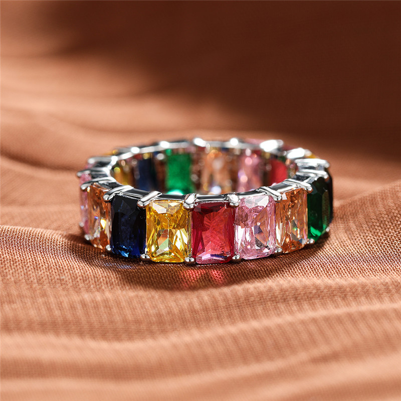 Retro Geometric Copper Plating Zircon Rings 1 Piece