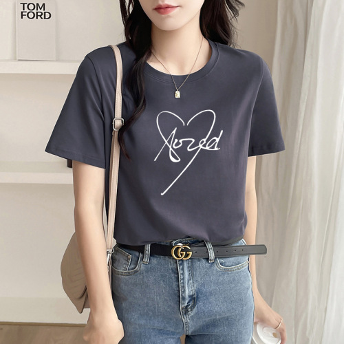 White women's short-sleeve loose shoulder half-sleeve t-shirt for 2025 spring and summer women's outerwear student inc trendy