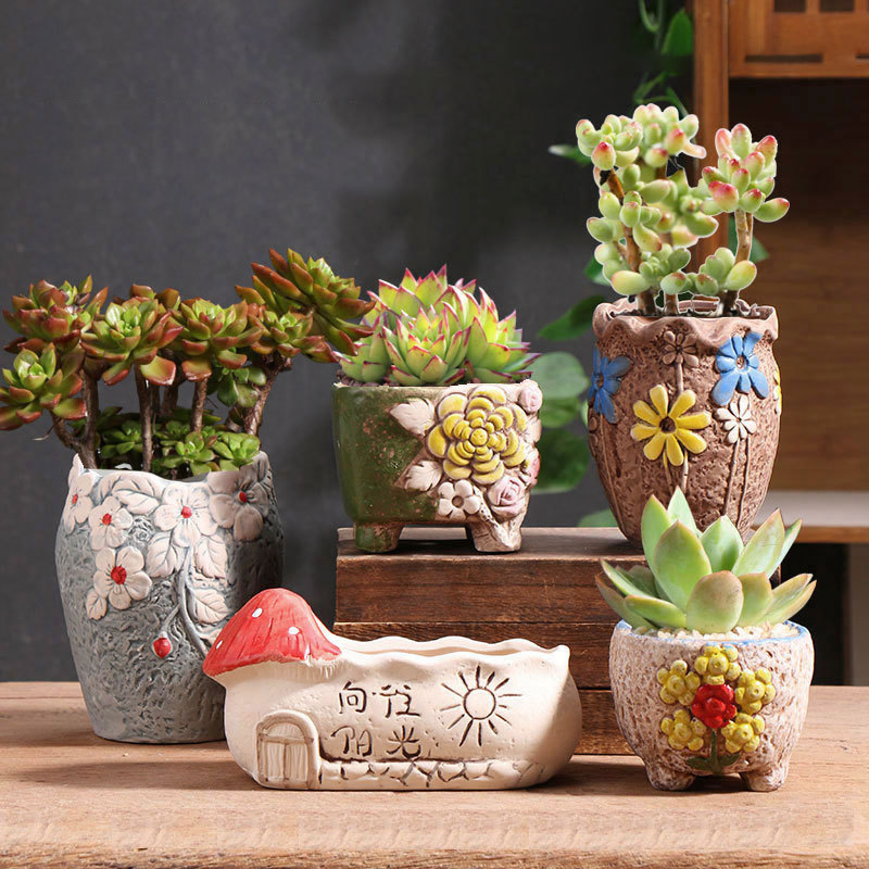 Macetas suculentas Macetas de cerámica Oferta especial Creativo Macetas especiales para plantas de carne pequeña Venta al por mayor Venta directa de fábrica Macetas de cerámica
