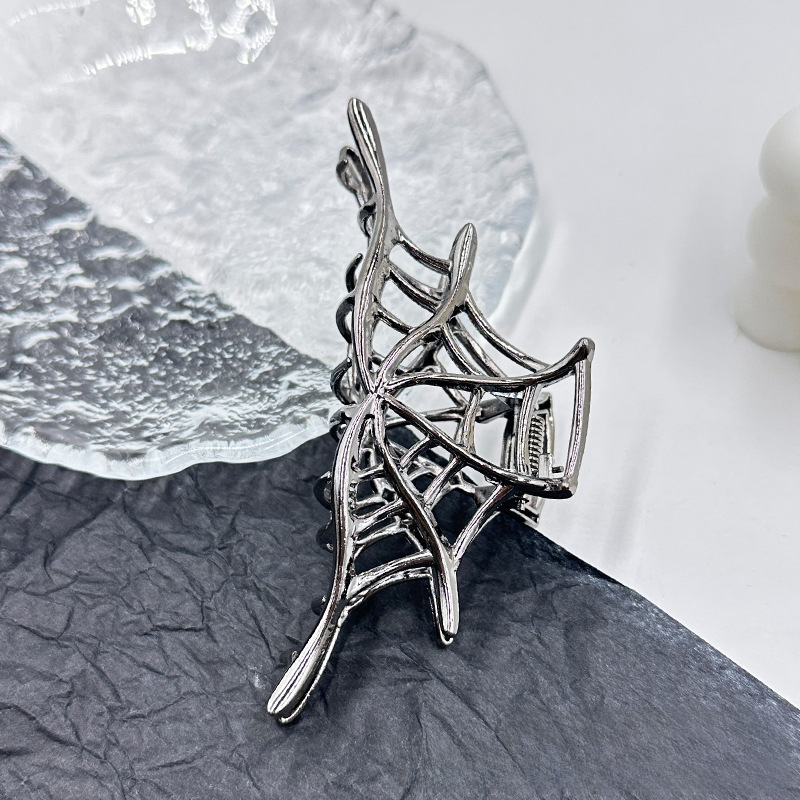 Halloween Herbst Neue elegante Spinnennetz Haarnadel Persönlichkeit Greifer Metalllegierung kreative Hai Clip Haarschmuck_voghion.com