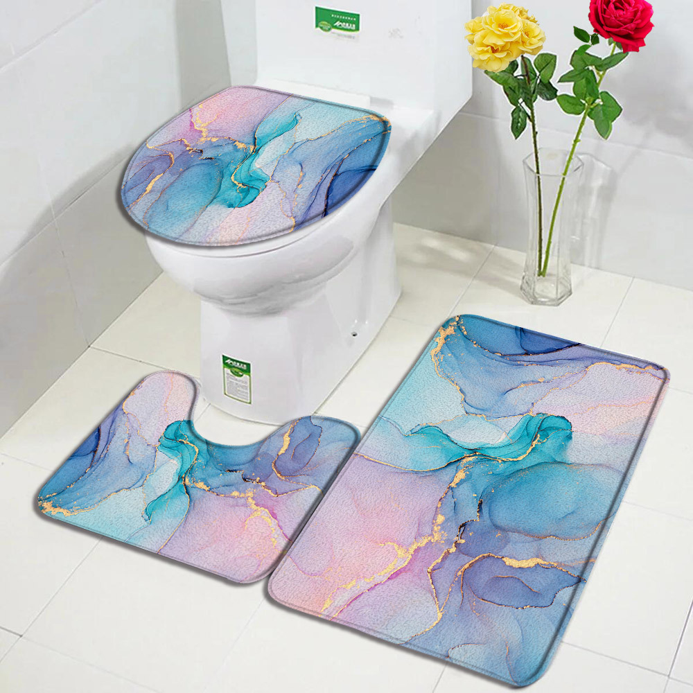 Baño transfronterizo de tres piezas aislante de frío absorción de agua alfombra de franela resistente al desgaste y sucia fácil de cuidar alfombra antideslizante de decoración doméstica