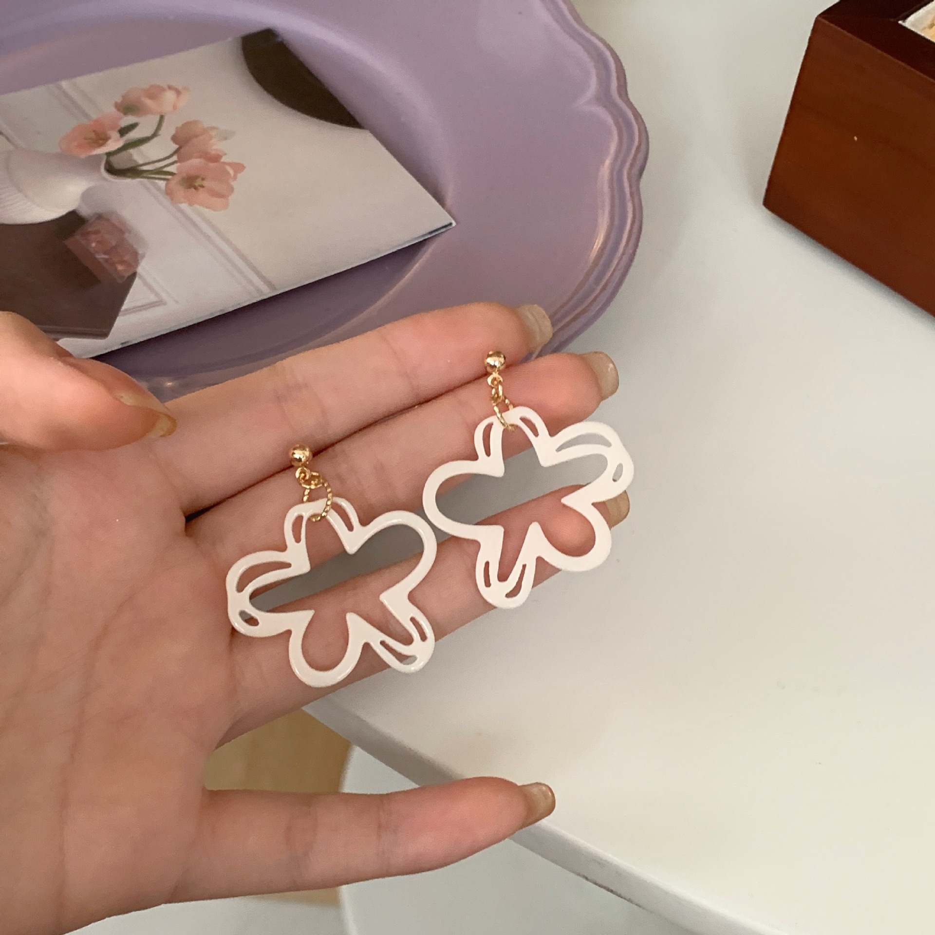 White cute earrings