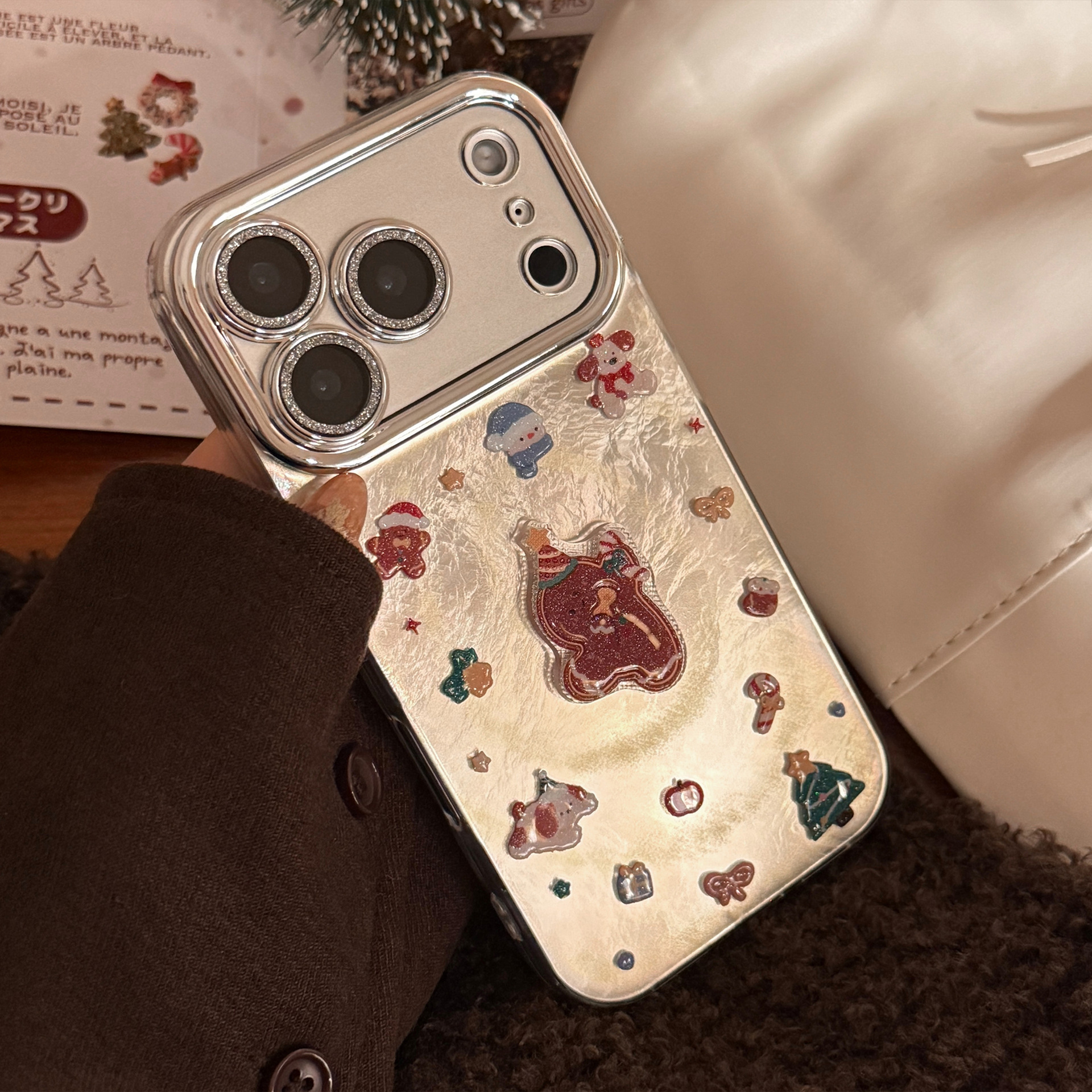 Glitter Gingerbread Man Phone Case For Iphone With Lens Protector_voghion.com