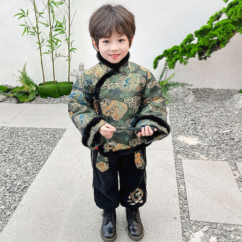 Boys New Year's greetings clothes thickened children's boys baby New Year's clothing Tang suit Chinese style Hanfu suit