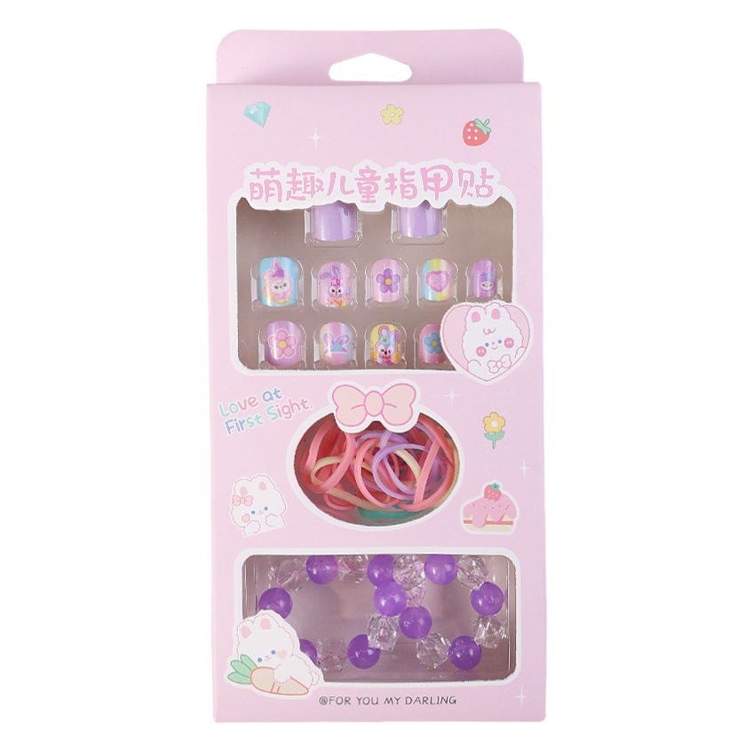 Pegatinas de uñas para niños parche de uñas desgaste de uñas nueva pulsera usable banda de goma juguete de dibujos animados traje pieza de uñas