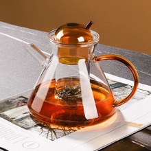 琥珀款玻璃泡茶壶高硼硅玻璃花草茶壶单壶茶杯家用花茶壶茶杯套装