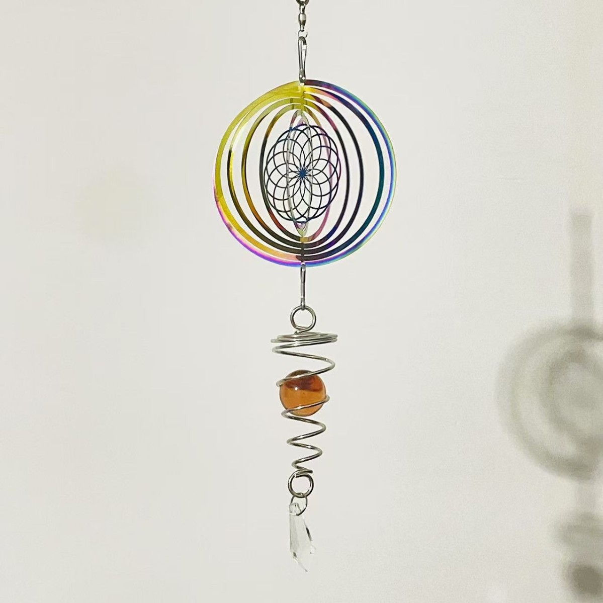 Wholesale Cross-border Distribution Of Stainless Steel Round Wind Chimes With 3D Rotation For Spring Festival Garden_voghion.com