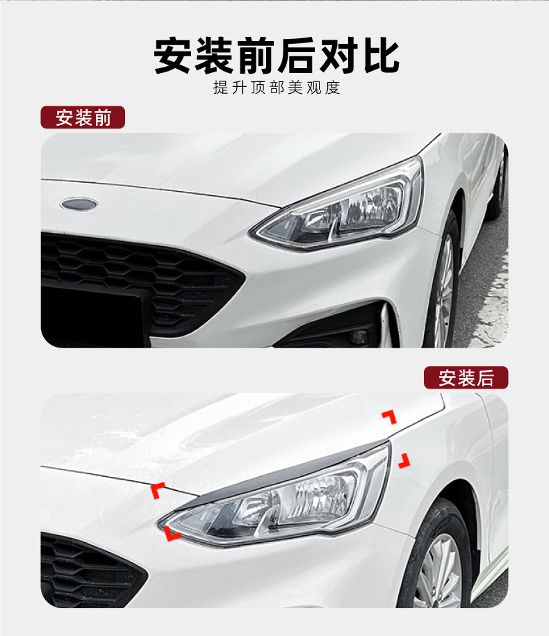 Headlight Eyelids Trim Cover for Ford Focus MK4 2019-2021