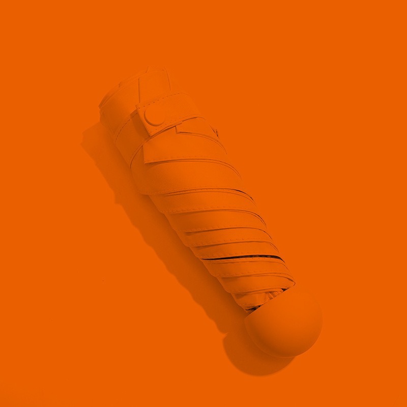 Cápsula sombrilla, protector solar, protección UV, lluvia y sol, doble uso, sombrilla plegable para mujer, pequeña y portátil, mini sombrilla de cinco pliegues