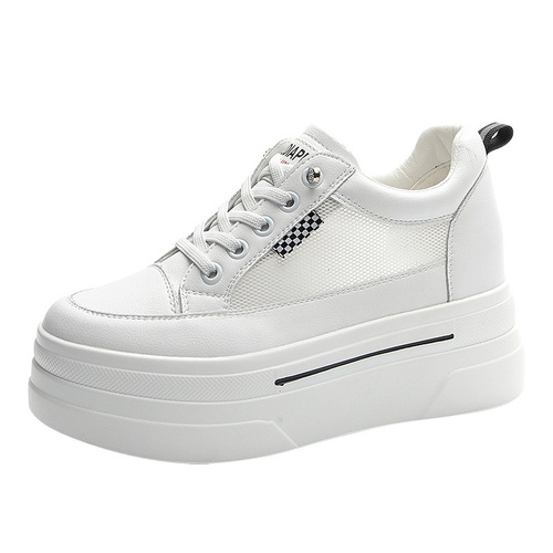 Women's shoes are small 2026 new style thick sole and height-increasing casual small white shoes wedge heel low cut soft belt all-match shoes