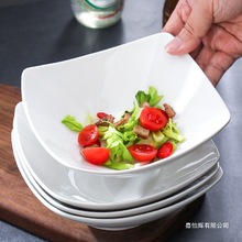 纯白简约四方汤碗装汤盘子菜盘家用陶瓷深盘创意个性餐具2025新款