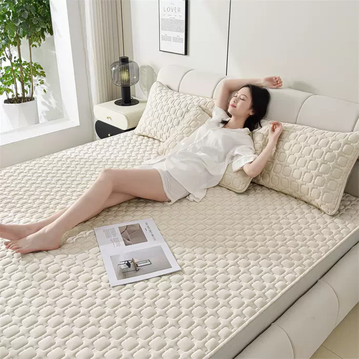 12MM加厚凉席乳胶凉席床笠款a类母婴级三件套软席床单款冰丝席子3