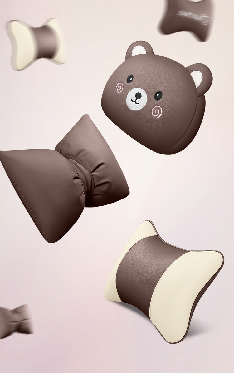 New Car Special Cartoon Cute Blue Powder Know Bean Rainbow Girl Full Leather Car Cushion for Four Seasons