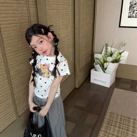 童装女童卡通印花星星短袖T恤夏季休闲可爱软棉上衣