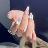 Long nail stickers for manicure, fake nails with bow for nails, ready-made product, wholesale, mid-length
