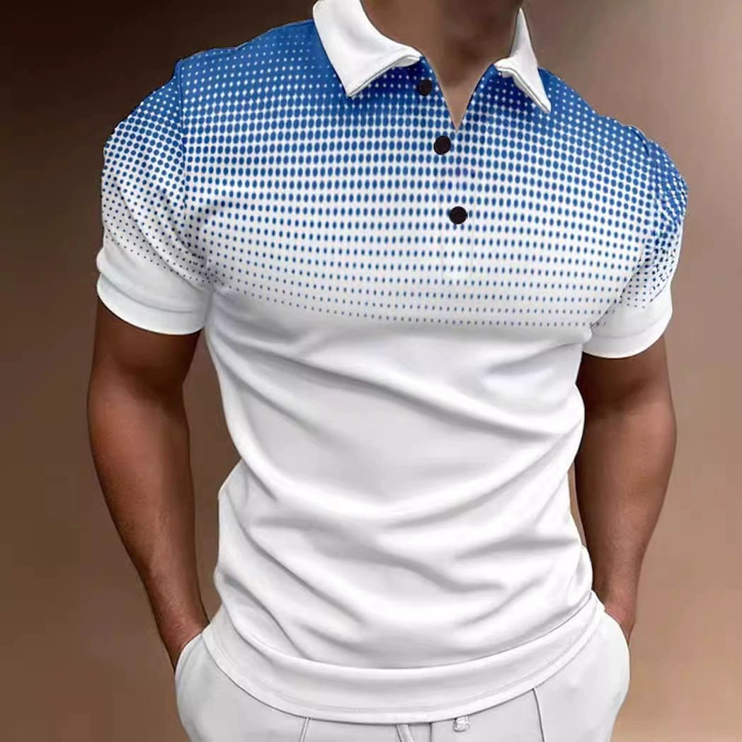 Индивидуальные градиентные пуговицы с короткими рукавами рубашка POLO, 3D-фабрика прямых продаж новый продукт полностью размещен, стабильная поставка
